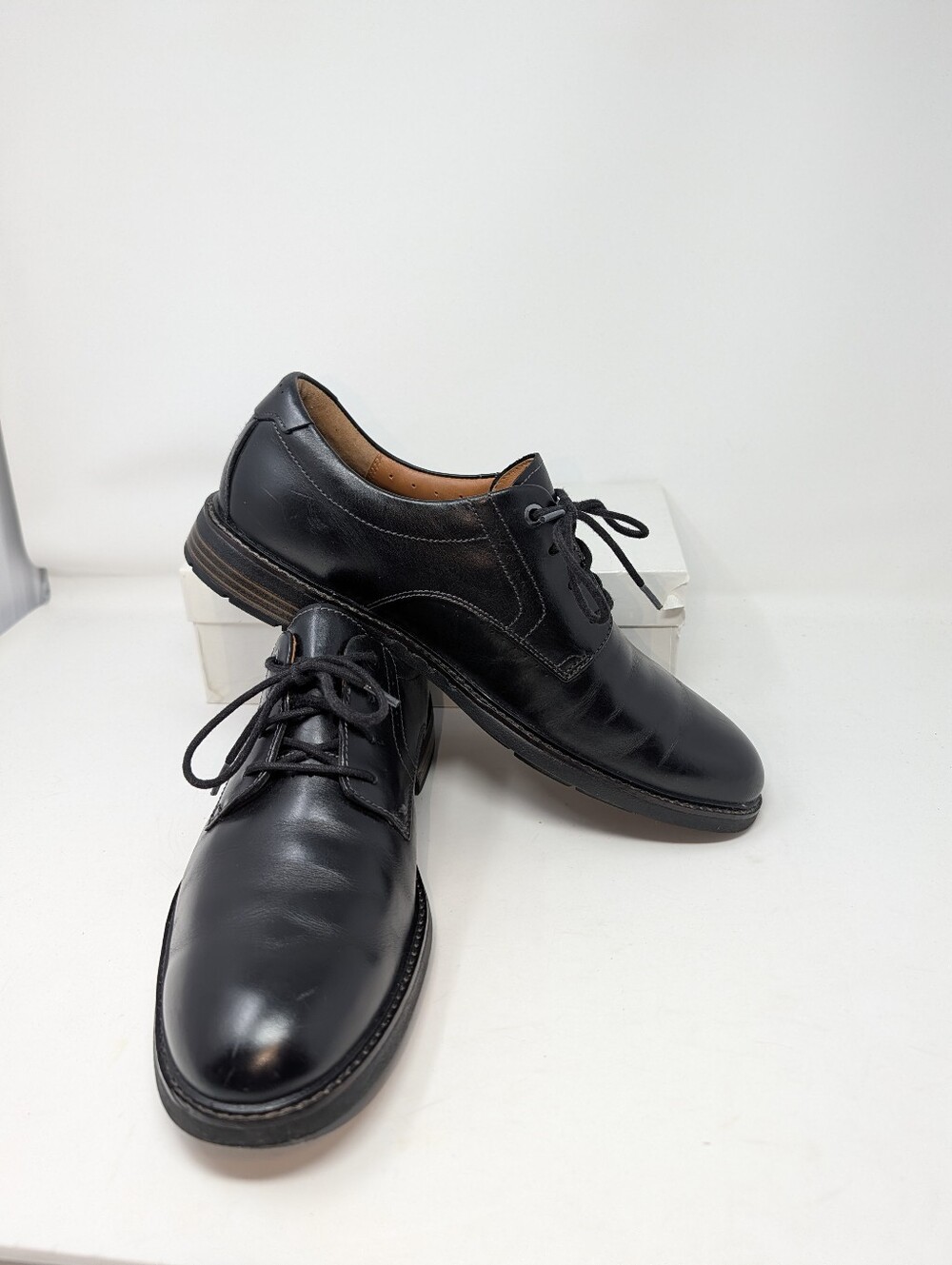 Clarks Men 11M Unstructured Leather  Black Casual Oxford Shoes Extreme Comfort